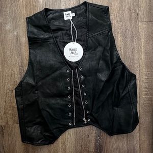Princess Polly Grandstand Faux Leather Vest Oversized M/L